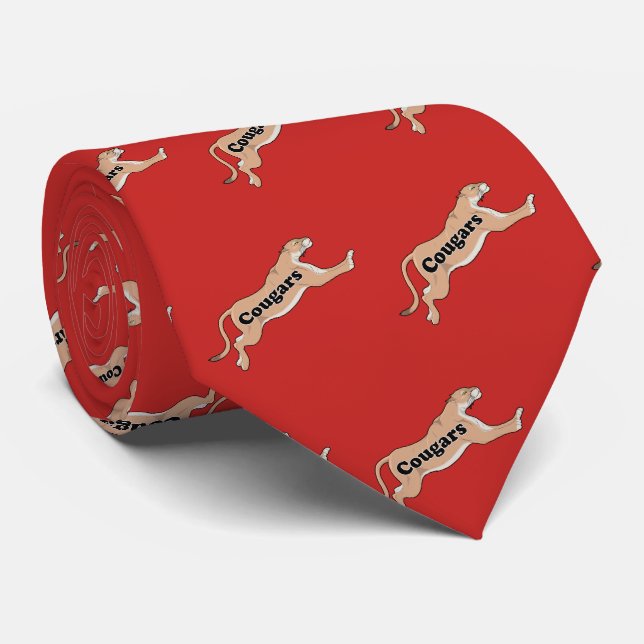 Cougar Team Mascot  Football Basketball Baseball Neck Tie (Rolled)