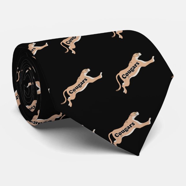 Cougar Team Mascot  Football Basketball Baseball Neck Tie (Rolled)