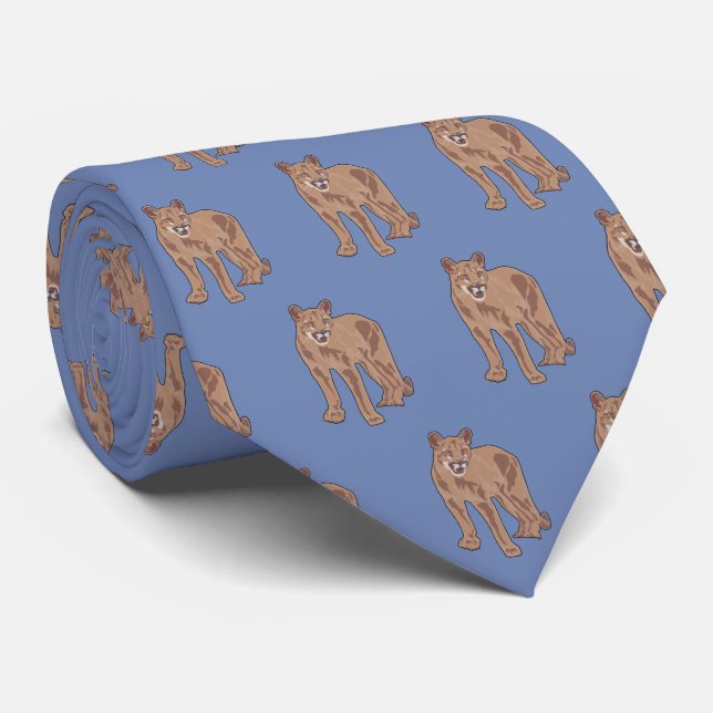 Cougar Team Mascot  Football Basketball Baseball Neck Tie (Rolled)