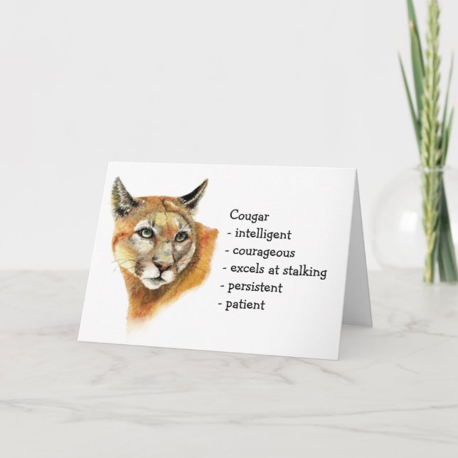 Cougar Totem, Animal Guide Funny Birthday Card (Front)