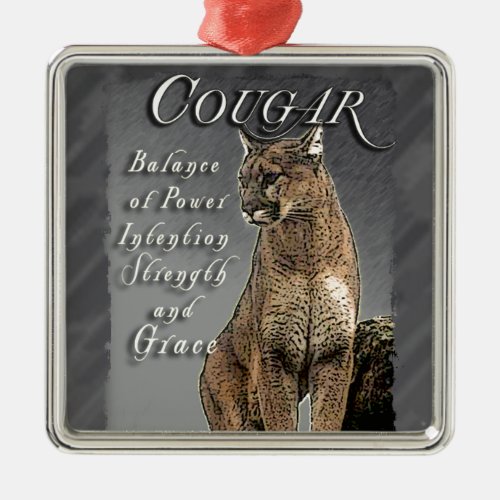 COUGAR TOTEM BALANCE OF POWER STRENGTH INTENTION METAL ORNAMENT