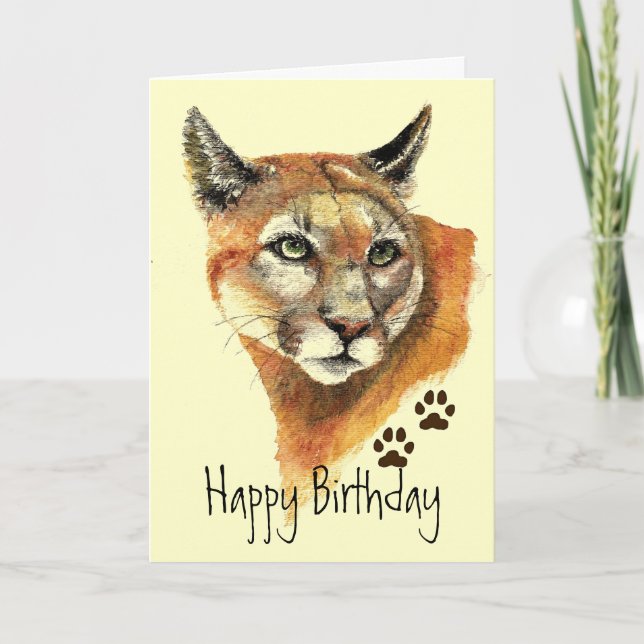 Cougar Tracks Birthday Greeting Card (Front)