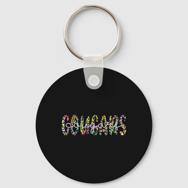 Cougars School Sports Fan Team Spirit Mascot Gift  Keychain (Front)