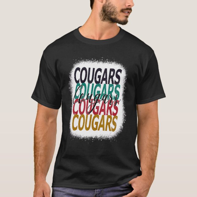 Cougars Teacher School Sports Fan Team Spirit Blea T-Shirt (Front)