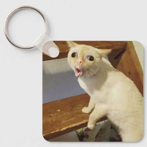 Coughing Cat Meme Double Sided Keychain