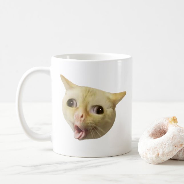 Coughing Cat Meme Mug Double Sided (With Donut)