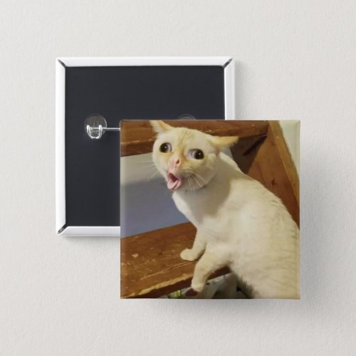 Coughing Cat Meme Pin Button