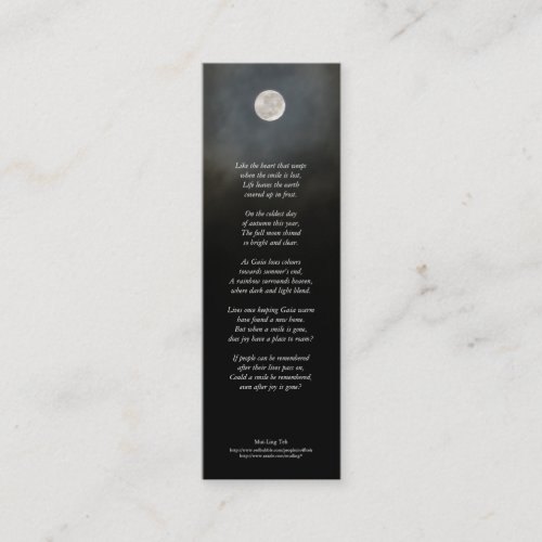 Could a smile be remembered  poetry bookmark Mini Business Card
