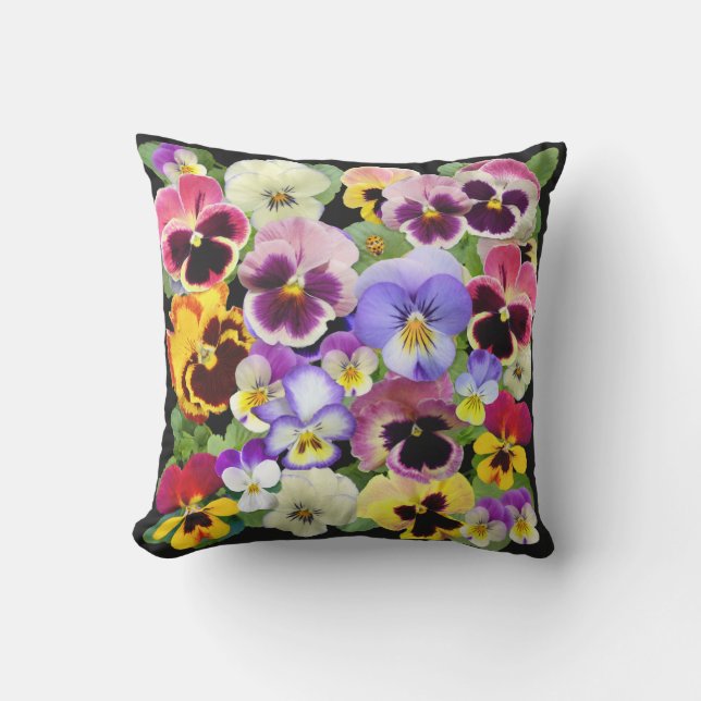 Coulurful Pansies Outdoor Pillow (Front)