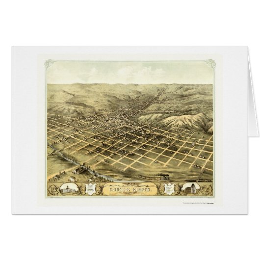 Council Bluffs, IA Panoramic Map - 1868 Cards (Front Horizontal)