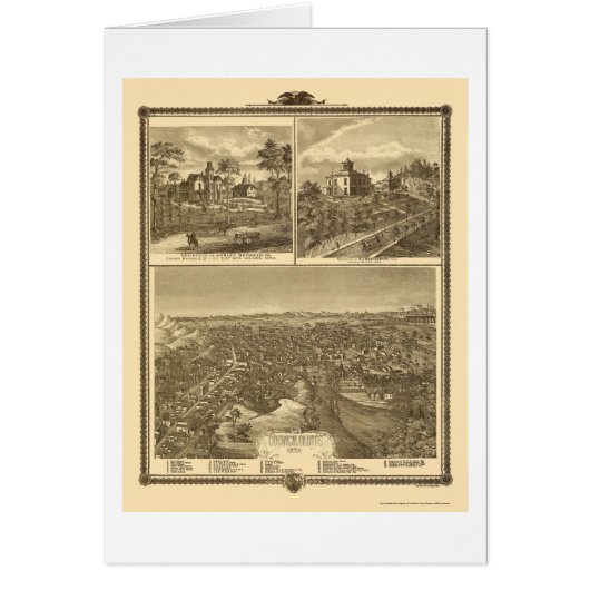 Council Bluffs, IA Panoramic Map - 1875 Cards (Front)