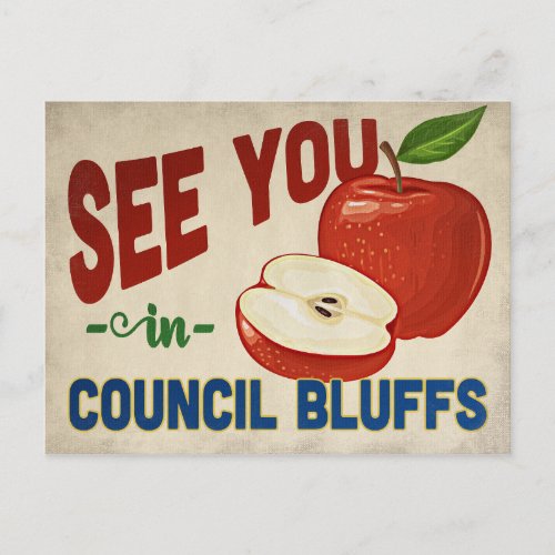 Council Bluffs Iowa Apple _ Vintage Travel Postcard