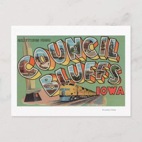 Council Bluffs Iowa _ Large Letter Scenes Postcard
