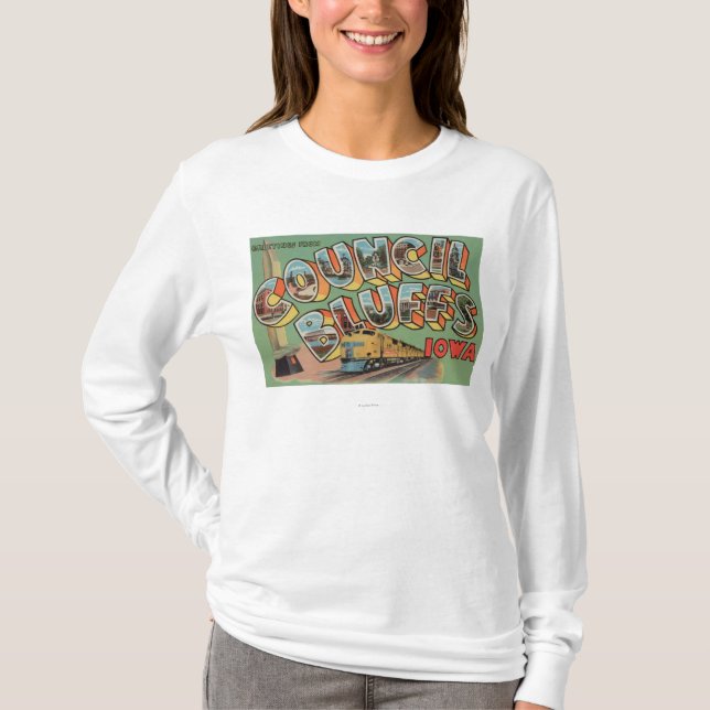Council Bluffs, Iowa - Large Letter Scenes T-Shirt (Front)
