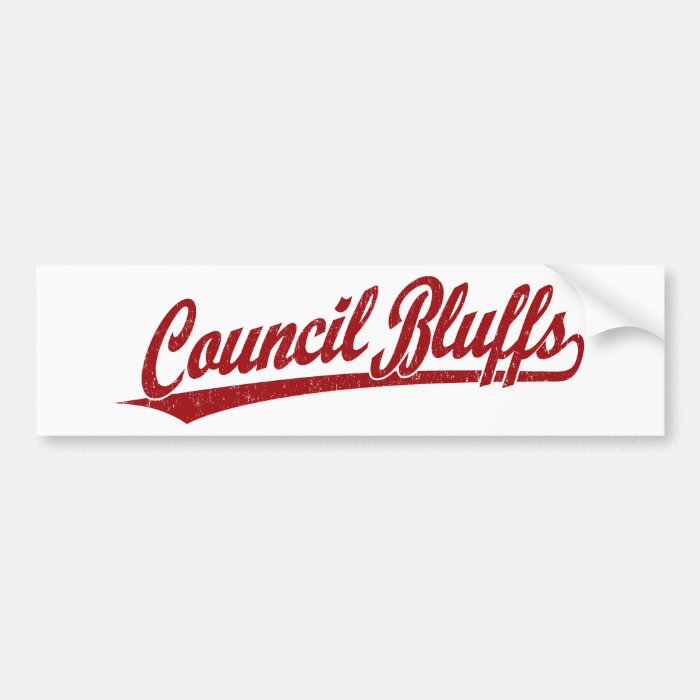 Council Bluffs script logo in red Bumper Sticker