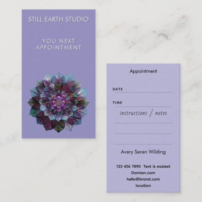 Council of Leaves | Mandala Art P&B Appointment Card (Front/Back)