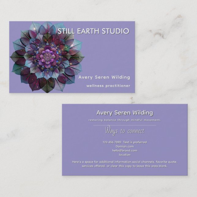 Council of Leaves | Mandala Art P&B Business Card (Front/Back)