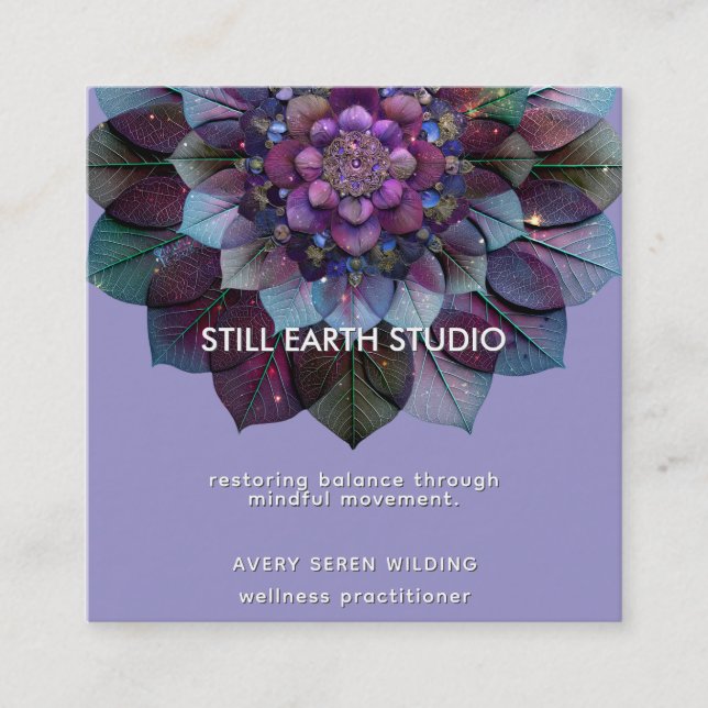 Council of Leaves | Mandala Square Business Card (Front)