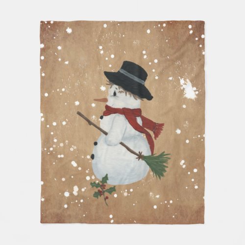 Counrty Snowman Fleece Blanket