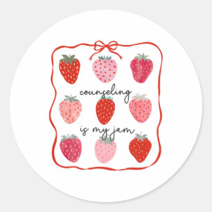 Counseling Is My Jam Strawberry Counselor Mental H Classic Round Sticker