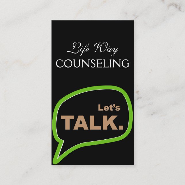 Counseling, Life Coach, Therapy, Therapist, Business Card (Front)