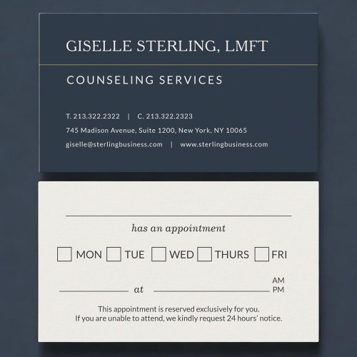 Counseling Services Office Appointment Reminder Card