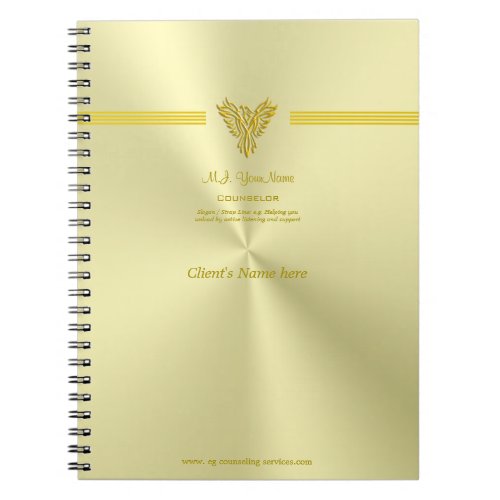 Counseling session notes gold rising phoenix notebook