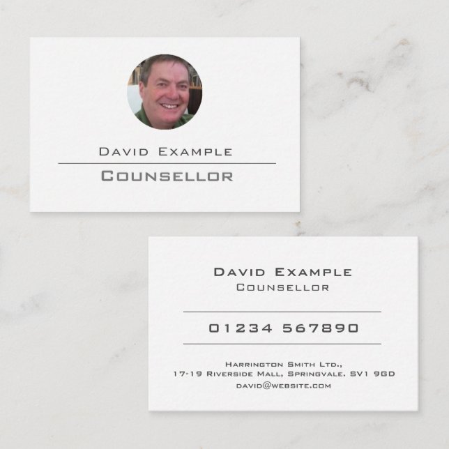 Counsellor with Photo of Holder Business Card (Front/Back)