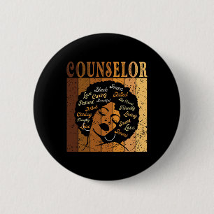 Counselor Afro African American Women Black Histor Button