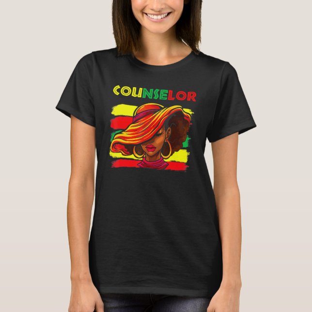 Counselor Afro African American Women Black Histor T-Shirt (Front)