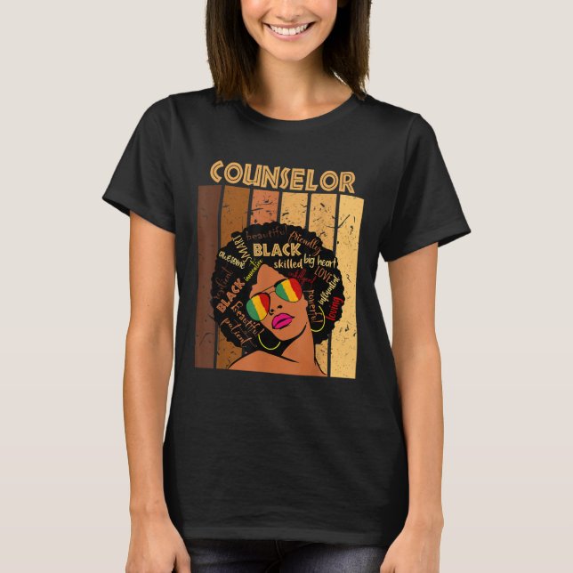 Counselor Afro African American Women Black Histor T-Shirt (Front)