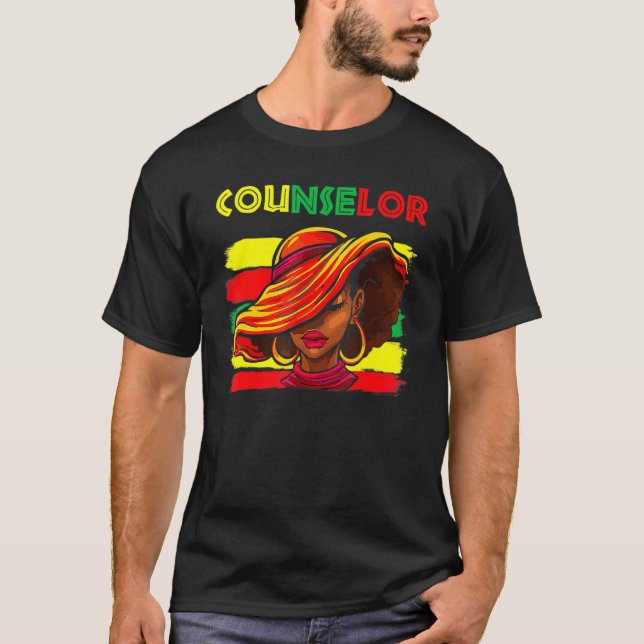 Counselor Afro African American Women Black Histor T-Shirt (Front)
