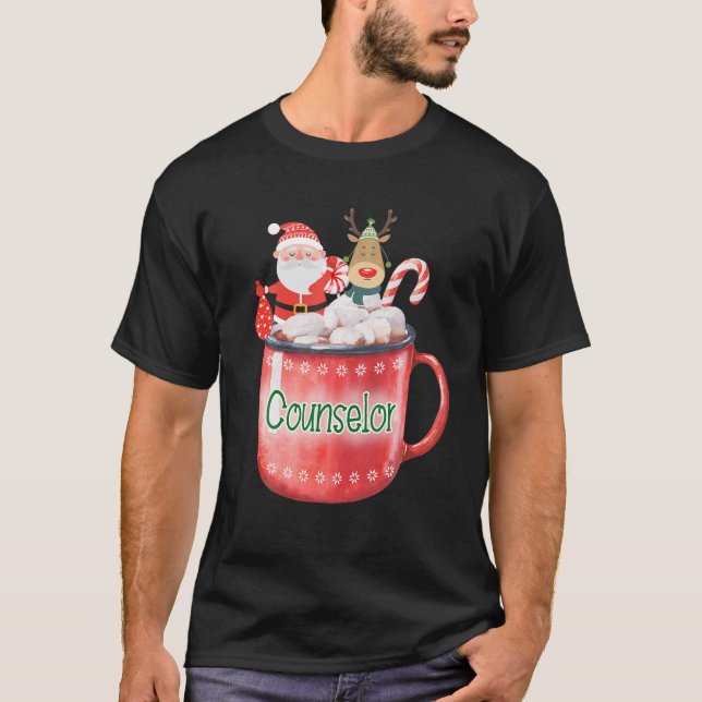 Counselor Christmas Santa Claus Candy Cane Rudolph T-Shirt (Front)