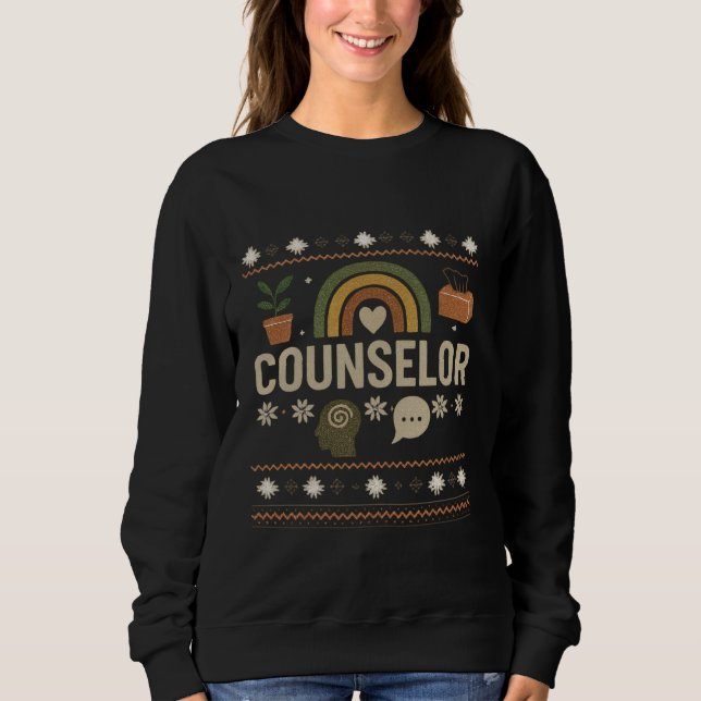 Counselor Christmas Sweater – Festive Holiday Desi (Front)