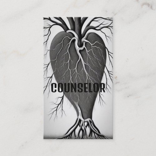 Counselor Heart Tree with Roots Business Card