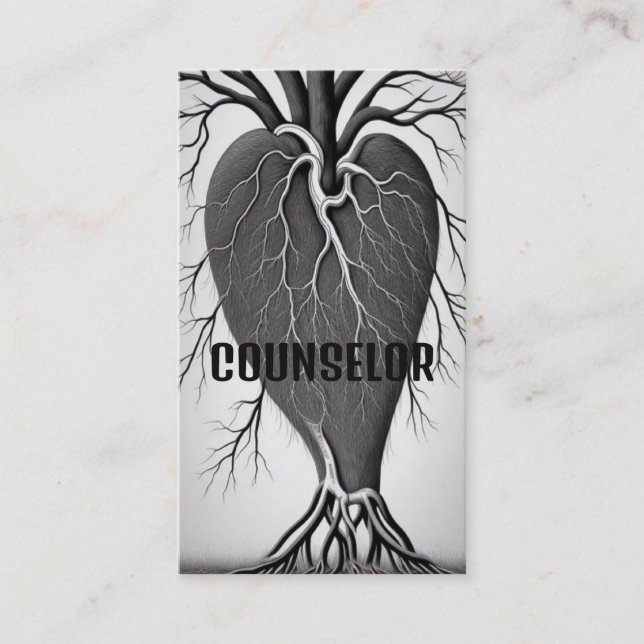 Counselor Heart Tree with Roots Business Card (Front)