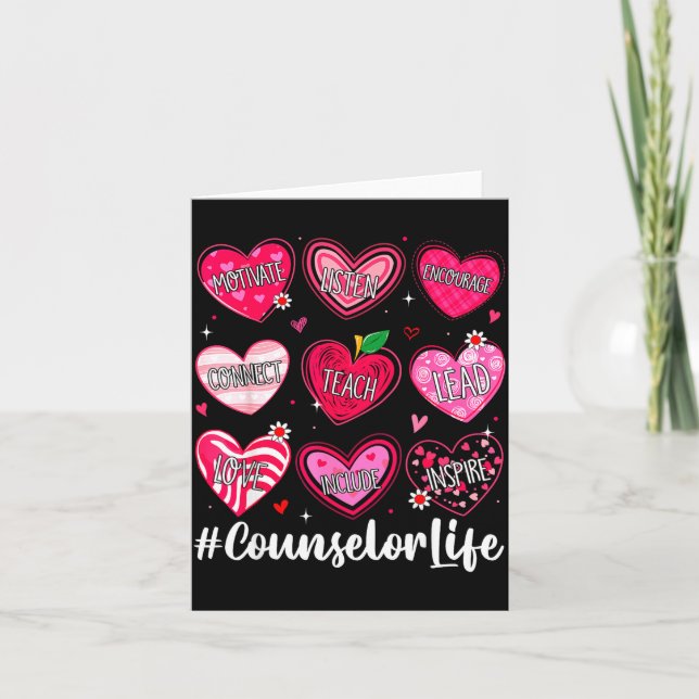 Counselor Life School Counseling Hearts School Val Card (Front)