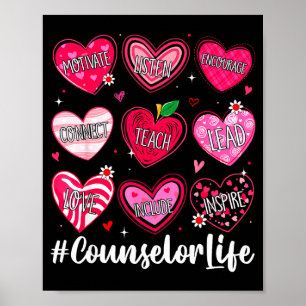 Counselor Life School Counseling Hearts School Val Poster