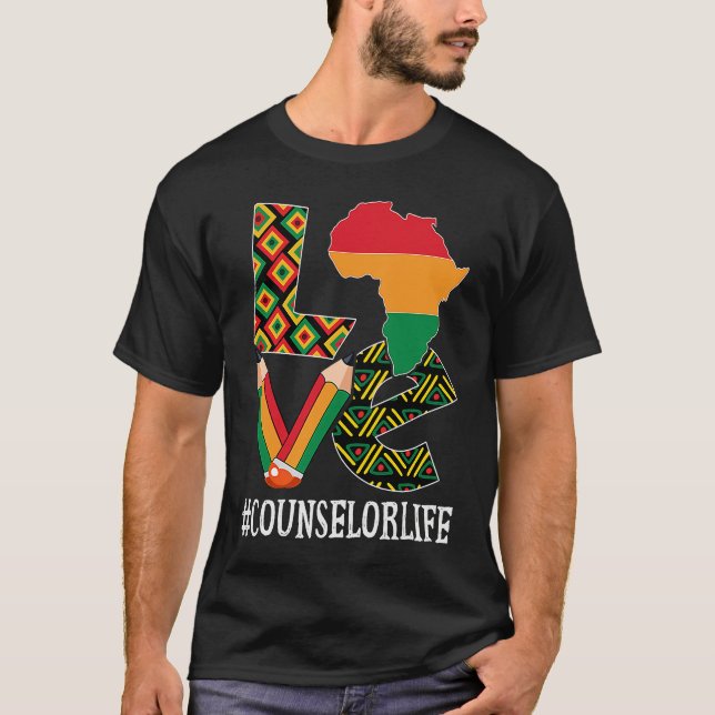 Counselor Love Map African American Black History  T-Shirt (Front)
