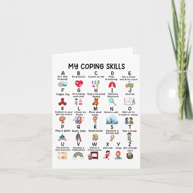 Counselor My Coping Skills Alphabet Mental Health  Card (Front)