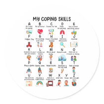 Counselor My Coping Skills Alphabet Mental Health Classic Round Sticker