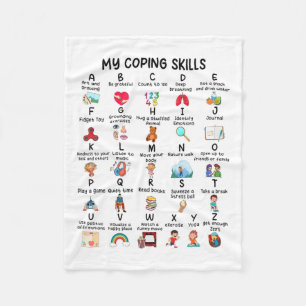 Counselor My Coping Skills Alphabet Mental Health Fleece Blanket