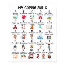 Counselor My Coping Skills Alphabet Mental Health  Poster