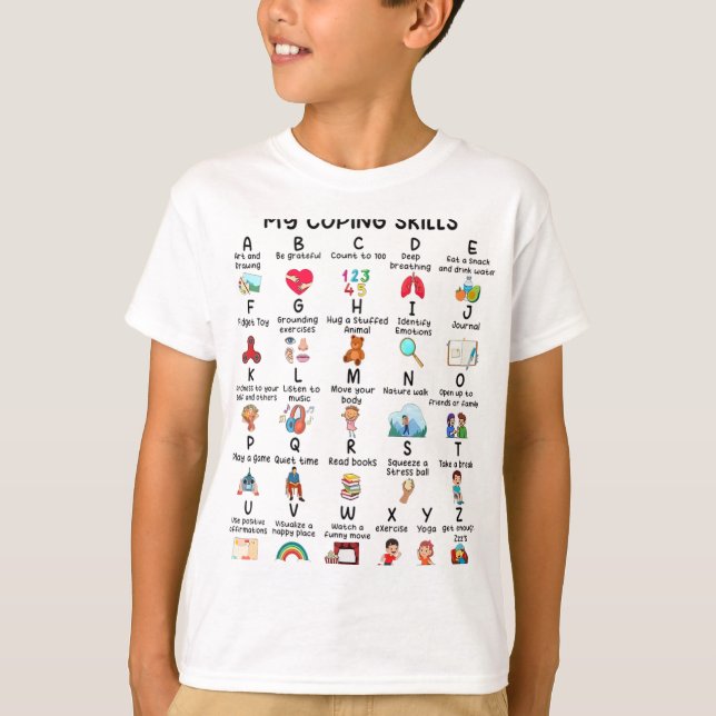 Counselor My Coping Skills Alphabet Mental Health  T-Shirt (Front)