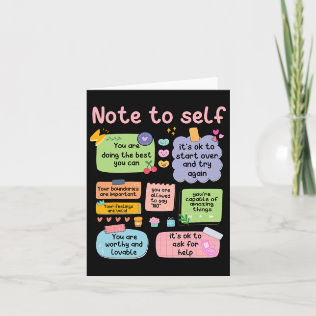 Counselor Note To Self Mental Health School Psycho Card (Front)