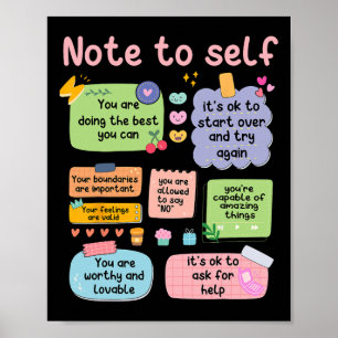 Counselor Note To Self Mental Health School Psycho Poster