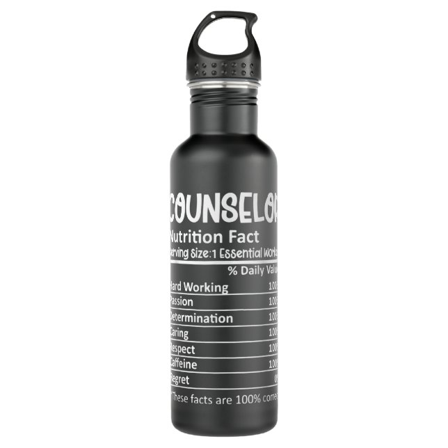 Counselor Nutrition Facts Counseling Guidance Funn Stainless Steel Water Bottle (Front)