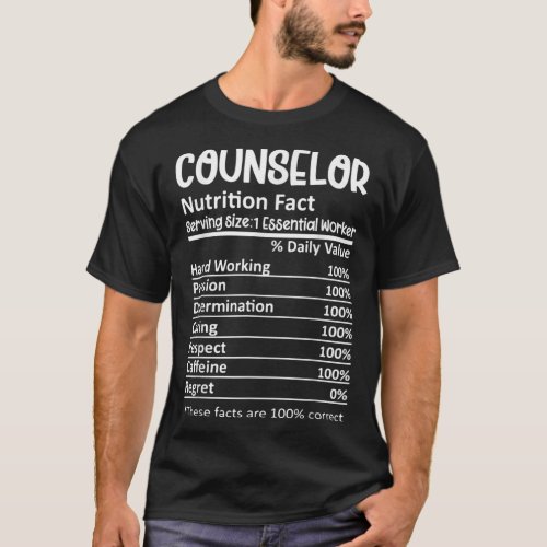 Counselor Nutrition Facts Counseling Guidance Funn T_Shirt