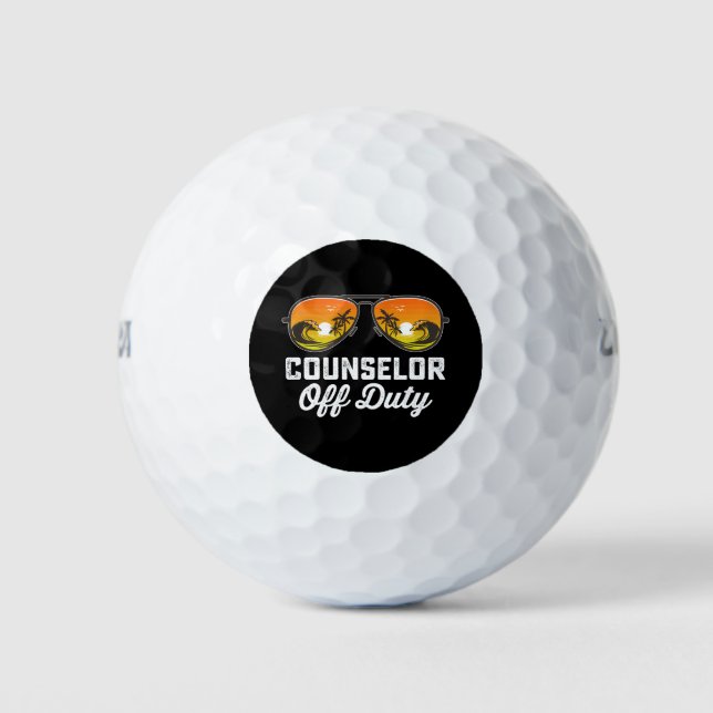 Counselor Off Duty Sunglasses Last Day Of School Golf Balls (Front)