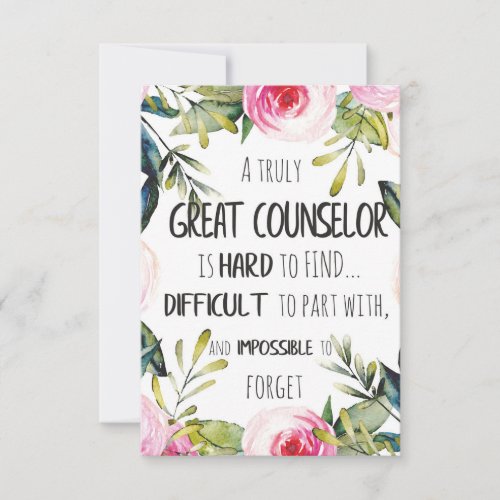 Counselor Office Decor Typography Graduation Gift Thank You Card